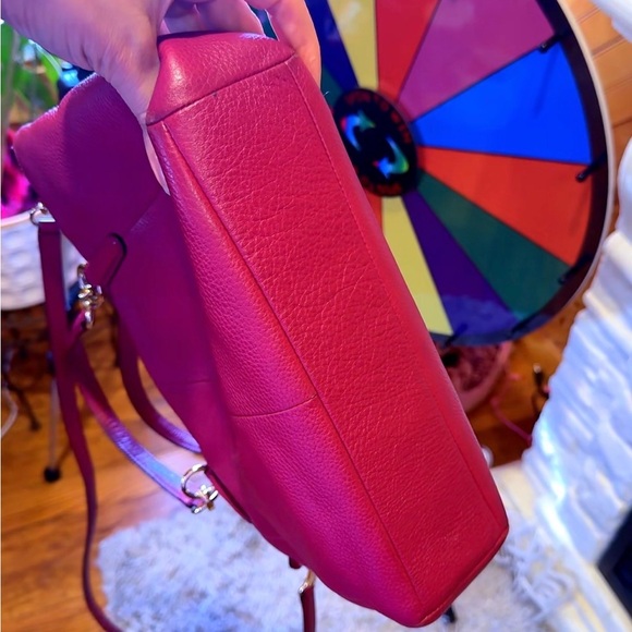 Coach Mini Kelsey Satchel F36675 Pebbled Leather Magenta Crossbody Bag - Picture 5 of 7